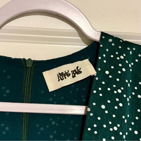 Emerald green polka dot dress - Picture 3 of 4